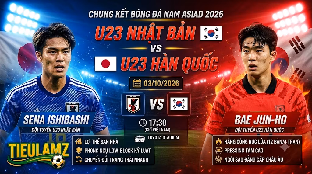 Nhận định U23 Nhật Bản vs U23 Hàn Quốc: Tranh Vàng ASIAD 2026